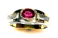Anneau Sommer Femme Anni '80 in Or jaune Rubino 0.55 Ct RUB CT 0.55 DIA CT 0.20 G/VS_ - RUB CT 0.55 DIA CT 0.20 G/VS_
